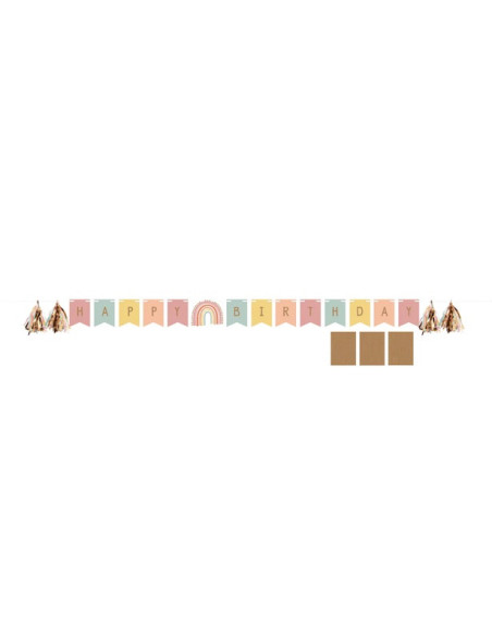 Partygirlande aus Papier "Boho Rainbow" - Bohème Partydekoration - Bellefete.ch