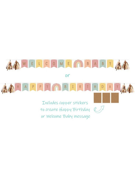 Guirlande en papier Boho Arc-en-ciel 2,4 m (1 pièce) | BelleFete.ch