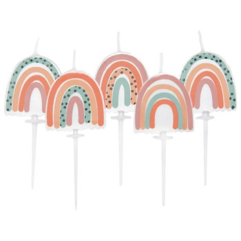 Geburtstagskerzen "Boho Rainbow" - Kuchendekoration Bohémien Pastell - Bellefete.ch
