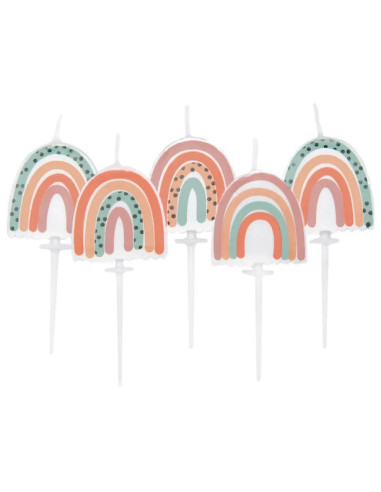 Geburtstagskerzen "Boho Rainbow" - Kuchendekoration Bohémien Pastell - Bellefete.ch
