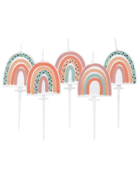 Candele di compleanno "Boho Rainbow" - Decorazione Torta Bohémien Pastello - Bellefete.ch