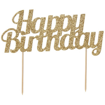 Decorazione torta in oro "Happy Birthday" - Cake Topper di compleanno - Svizzera