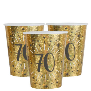 Bicchieri da festa "70 anni" in Oro - Decorazioni di compleanno 70 anni - Bellefete.ch