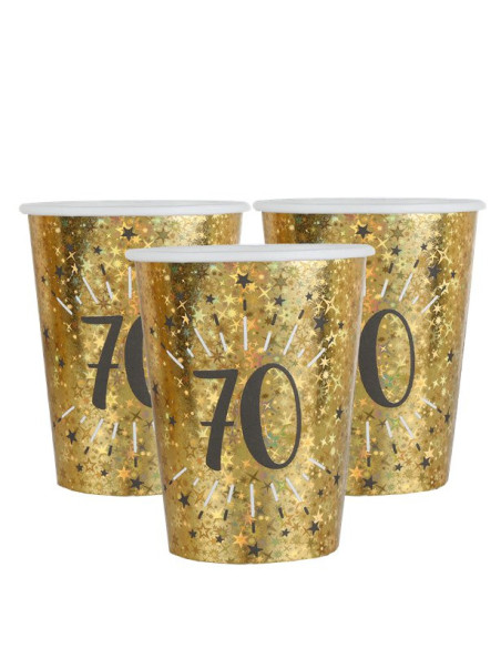 Bicchieri da festa "70 anni" in Oro - Decorazioni di compleanno 70 anni - Bellefete.ch
