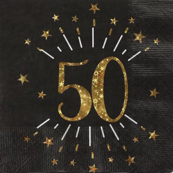 Tovaglioli da festa 50 anni in Oro - Decorazione da tavola per adulti - Bellefete.ch - Svizzera