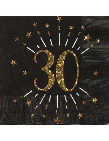 Servietten "30 Jahre" in Gold - Bellefete.ch - Schweiz - Geburtstagsdekorationen 30 Jahre