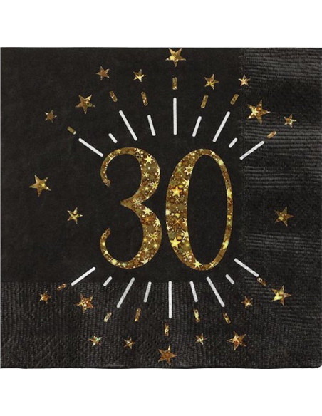 Servietten "30 Jahre" in Gold - Bellefete.ch - Schweiz - Geburtstagsdekorationen 30 Jahre