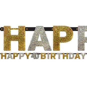 Ghirlanda di compleanno Happy Birthday "40 anni" - Decorazione di festa 40 anni - Svizzera