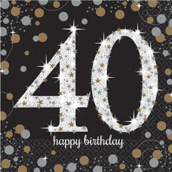 Serviettes 40 Ans "Joyeux Anniversaire" - Bellefete.ch - Suisse - Déco d'anniversaire 40 ans