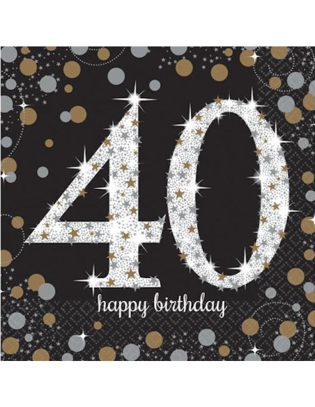 Serviettes 40 Ans "Joyeux Anniversaire" - Bellefete.ch - Suisse - Déco d'anniversaire 40 ans