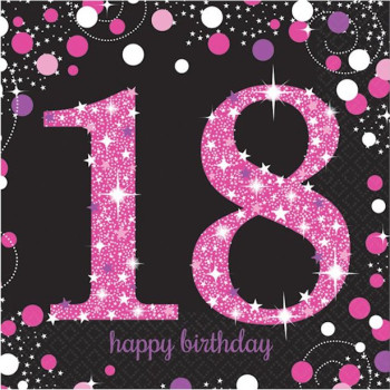 Serbetten 18 Jahre Rosa "Happy Birthday" - Partydekoration für Erwachsene - Bellefete.ch - Schweiz