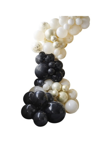 Arche de ballons Champagne et Noir - Déco de fête