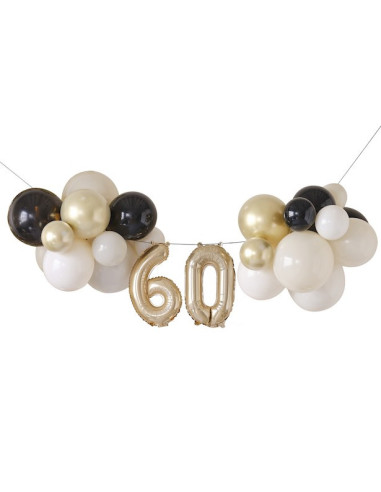 Ghirlanda di palloncini champagne “60 anni”.