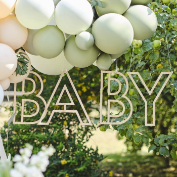Decorazione per feste da appendere "BABY" in legno - Articoli per feste Baby Shower - Svizzera