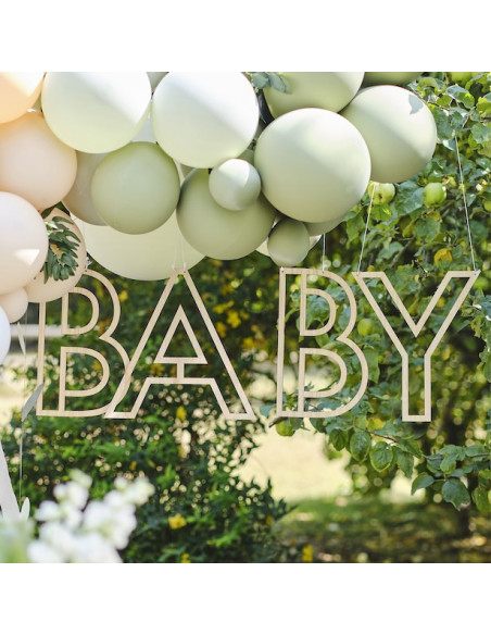 Decorazione per feste da appendere "BABY" in legno - Articoli per feste Baby Shower - Svizzera