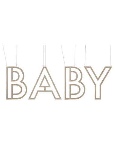Décoration à suspendre BABY en bois | Baby Shower | BelleFete.ch