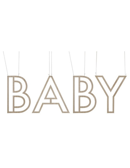 Décoration à suspendre BABY en bois | Baby Shower | BelleFete.ch