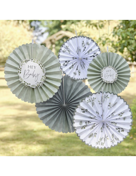 Botanische Babypartyfächer „Hey Baby“ – elegante Wanddekoration | BelleFete.ch