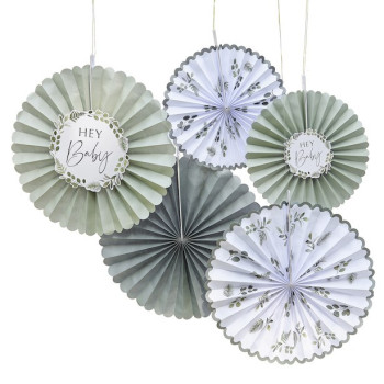 Éventails Baby Shower Botanique “Hey Baby” – décoration murale élégante | BelleFete.ch 2
