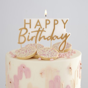 Candela di compleanno Oro e Bianco – decorazione torta per compleanno elegante - Boutique Svizzera BelleFete.ch