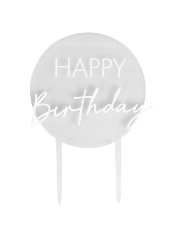 Décoration de gâteau "Happy Birthday" en acrylique