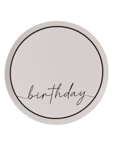 Assiettes d'anniversaire Champagne Noir