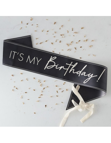Geburtstagsschal Champagner Schwarz – Partyzubehör für Erwachsene | BelleFete.ch