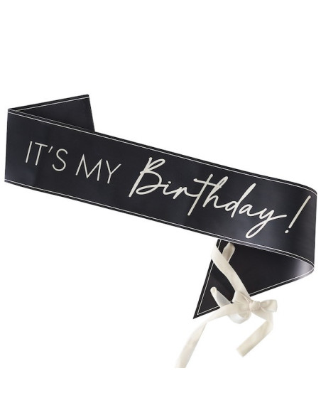 Fascia per compleanno color champagne e nero | Accessorio per feste per adulti | BelleFete.ch