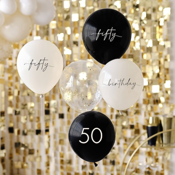 Palloncini compleanno 50 anni Champagne Neri