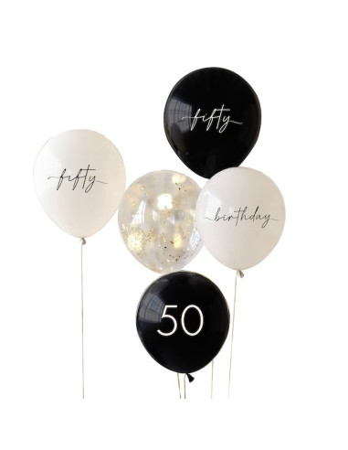 Geburtstagsballons „50 Jahre“ Champagner Schwarz
