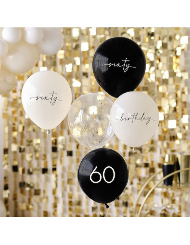 Geburtstagsballons „60 Jahre“ Champagner Schwarz