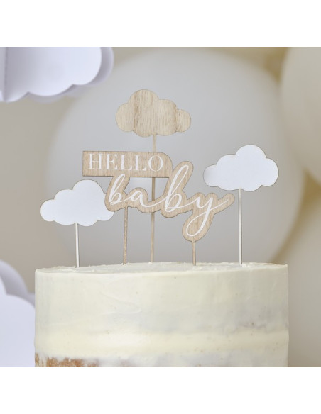 Decorazioni per torte in legno "Hello Baby" - Accessori per torte - Bellefete.ch