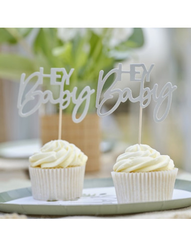 Decorazioni per cupcake per baby shower "Ehi tesoro".