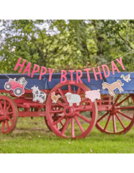 Ghirlanda di compleanno “Animali della fattoria” – decorazione sospesa per festa per bambini - Boutique Suisse BelleFete.ch