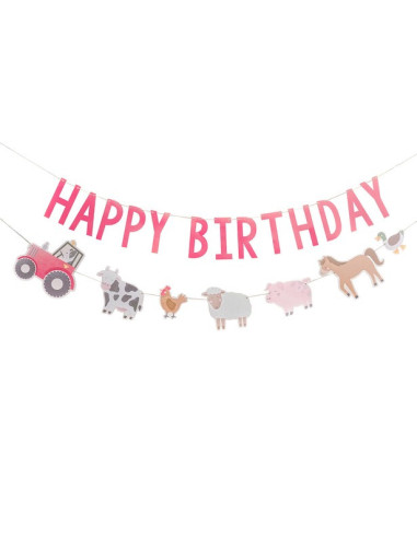 Ghirlanda di compleanno con animali da fattoria - Decorazioni per feste per bambini | BelleFete.ch Svizzera