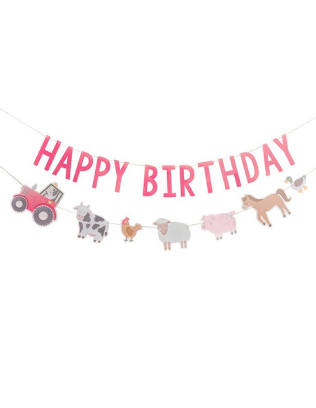 Ghirlanda di compleanno con animali da fattoria - Decorazioni per feste per bambini | BelleFete.ch Svizzera