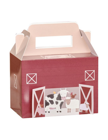 Boîte de fête en forme de grange "Animaux de la ferme"