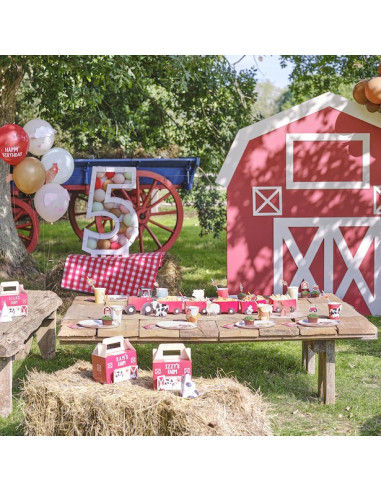 Boîte de fête en forme de grange "Animaux de la ferme"