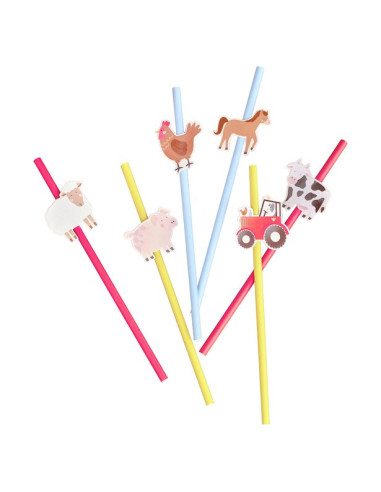 Pailles en papier "Animaux de la ferme"