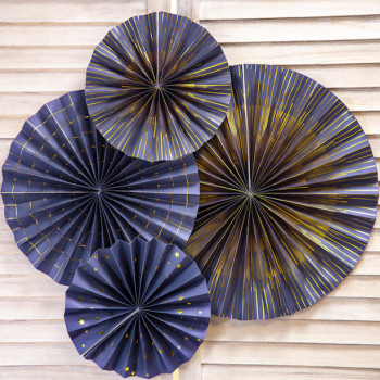 Fächerdekorationen in Marineblau und Gold - Festliche Dekoration - Bellefete.ch 2