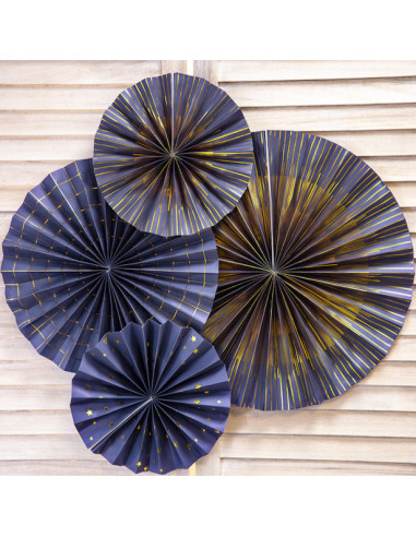 Decorazioni per ventagli blu navy e oro