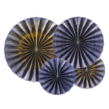 Fächerdekorationen in Marineblau und Gold - Festliche Dekoration - Bellefete.ch