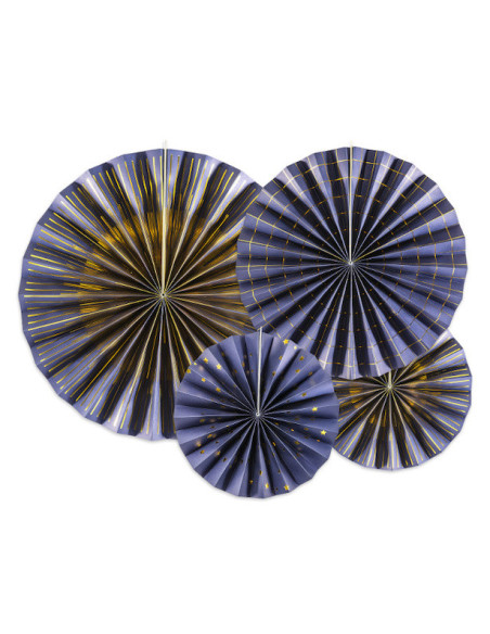 Decorazioni di ventagli in Blu Navy e Oro - Decorazione di festa - Bellefete.ch