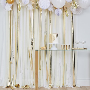Tenda di nastri Oro e Bianco - Accessorio Decorativo per Celebrazioni - Bellefete.ch 2