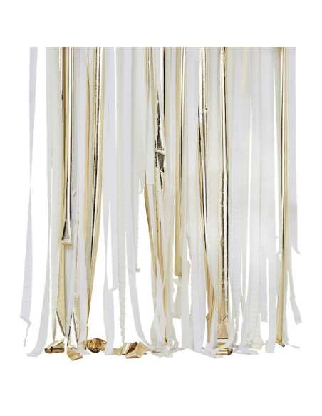 Vorhang aus Gold- und Weißbändern - Dekoratives Accessoire für Feiern - Bellefete.ch