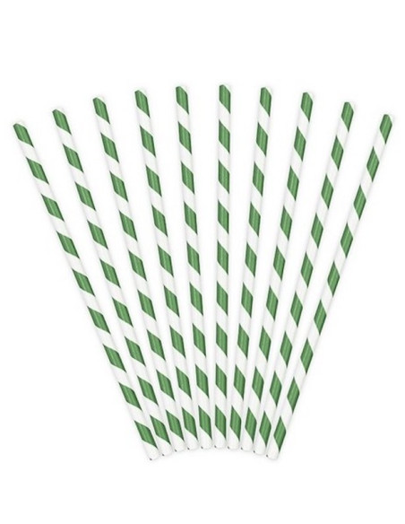 Cannucce per feste a righe verde scuro - Accessorio per stoviglie per feste