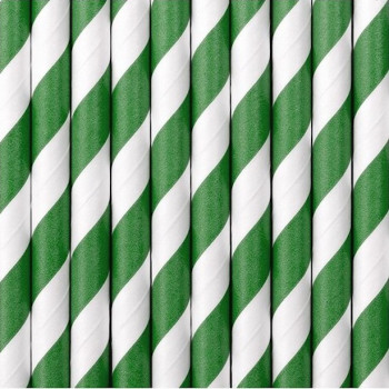 Pailles de fête à rayures Vert Foncé - Déco de table vert - Bellefete.ch