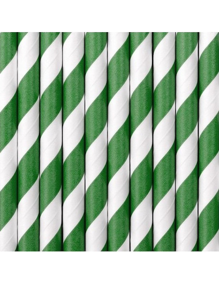 Cannucce da festa a righe Verde Scuro - Decorazione da tavola verde - Bellefete.ch