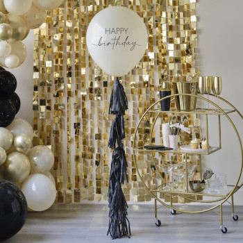 Palloncino di compleanno con pompon nero – decorazione compleanno adulto | BelleFete.ch