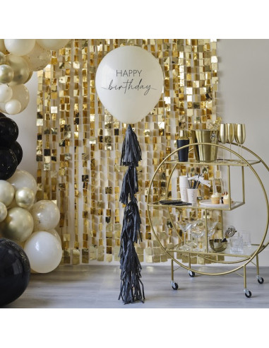 Palloncino di compleanno con pompon nero – decorazione compleanno adulto | BelleFete.ch